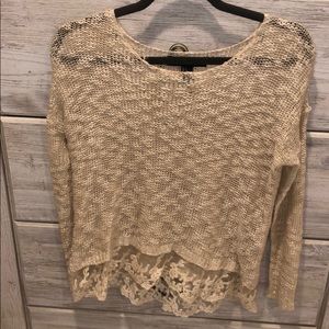 Long sleeve laced bottom sweater